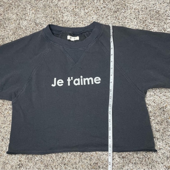 Madewell Je t’aime French I Love You Crewneck Sweatshirt Top in Dark Grey XS - Picture 9 of 9